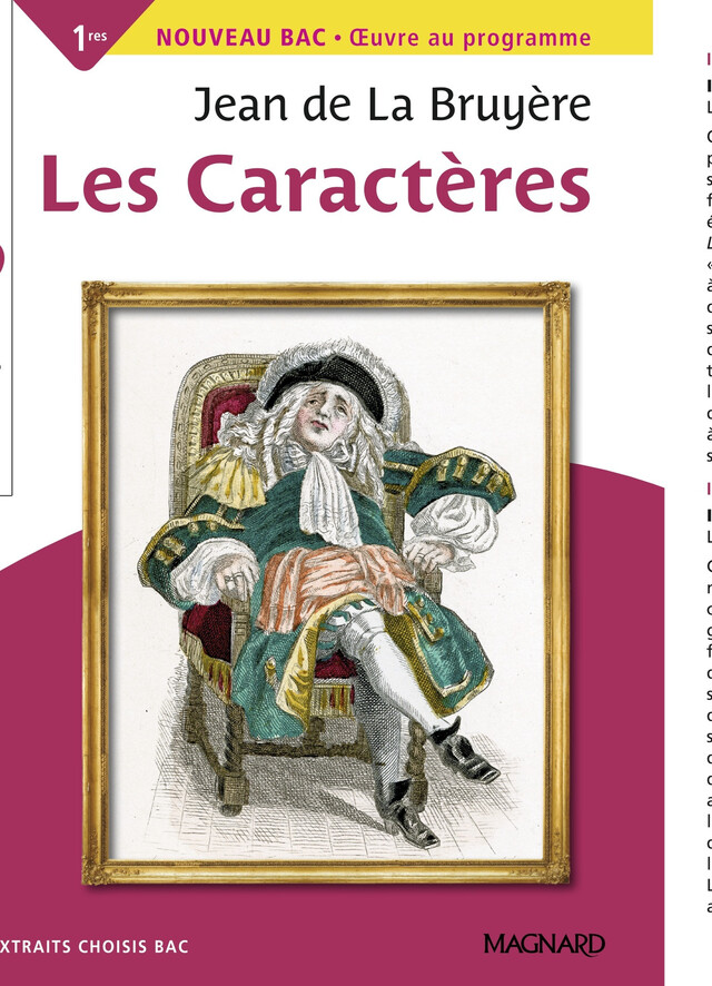 Les Caractères - Bac Français 1re 2024 - Classiques et Patrimoine - Jean de la Bruyère, François Tacot, la Bruyère - Magnard