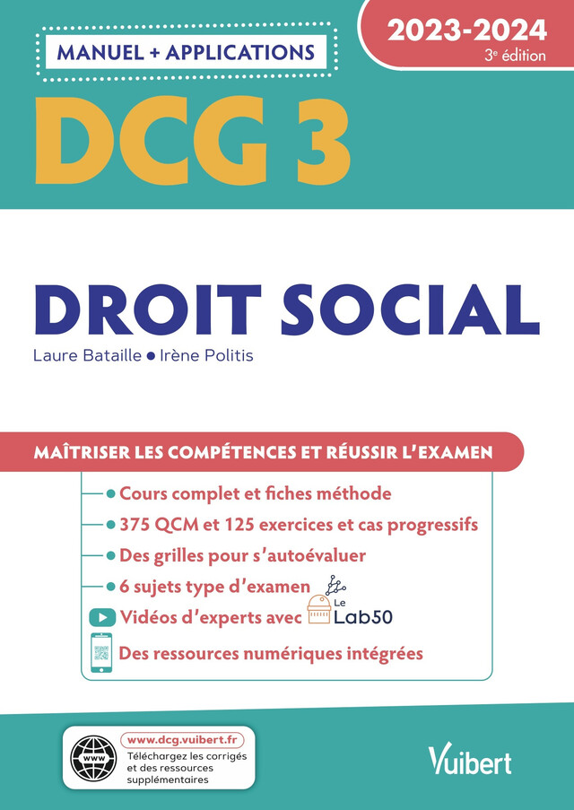 DCG 3 - Droit social : Manuel et Applications 2023-2024 - Laure Bataille, Irène Politis - Vuibert