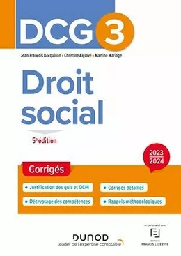 DCG 3 - Droit social - Corrigés 2023-2024
