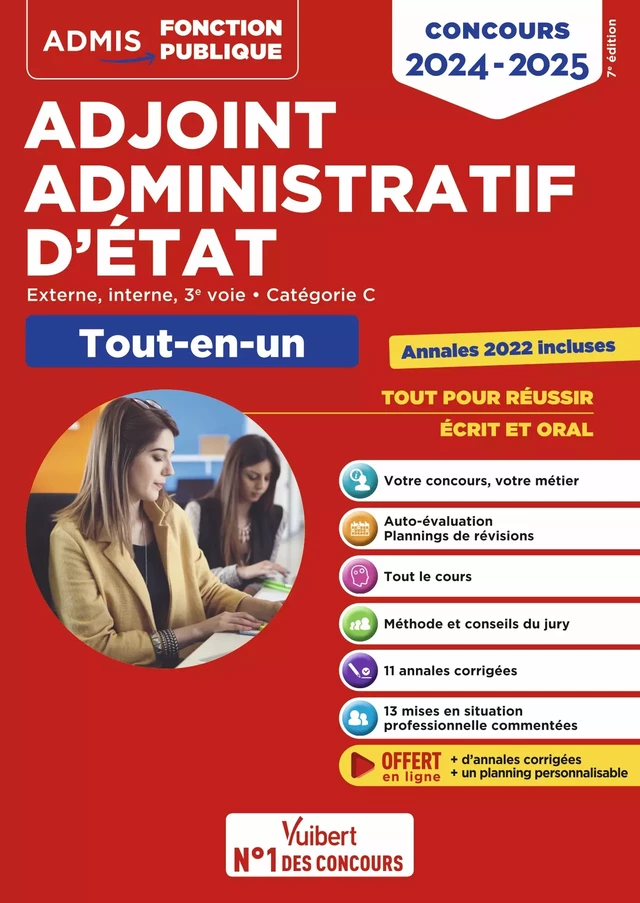 Concours Adjoint administratif d'État - Catégorie C - Tout-en-un - Dominique Herbaut, Stéphanie Herbaut, Bernadette Lavaud, Pierre-Brice Lebrun, Céline Tatat - Vuibert