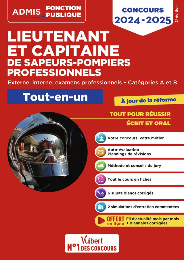 Concours Lieutenant et Capitaine de sapeurs-pompiers professionnels - Catégories A et B - Tout-en-un - Olivier Bellégo, François Lavedan - Vuibert