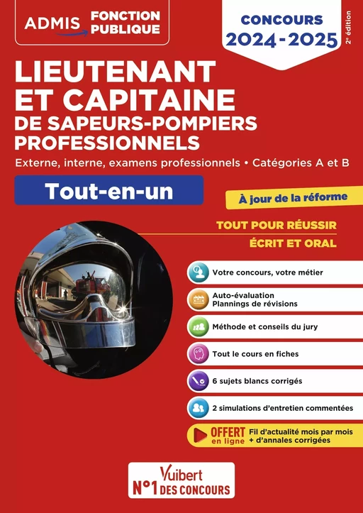 Concours Lieutenant et Capitaine de sapeurs-pompiers professionnels - Catégories A et B - Tout-en-un - Olivier Bellégo, François Lavedan - Vuibert