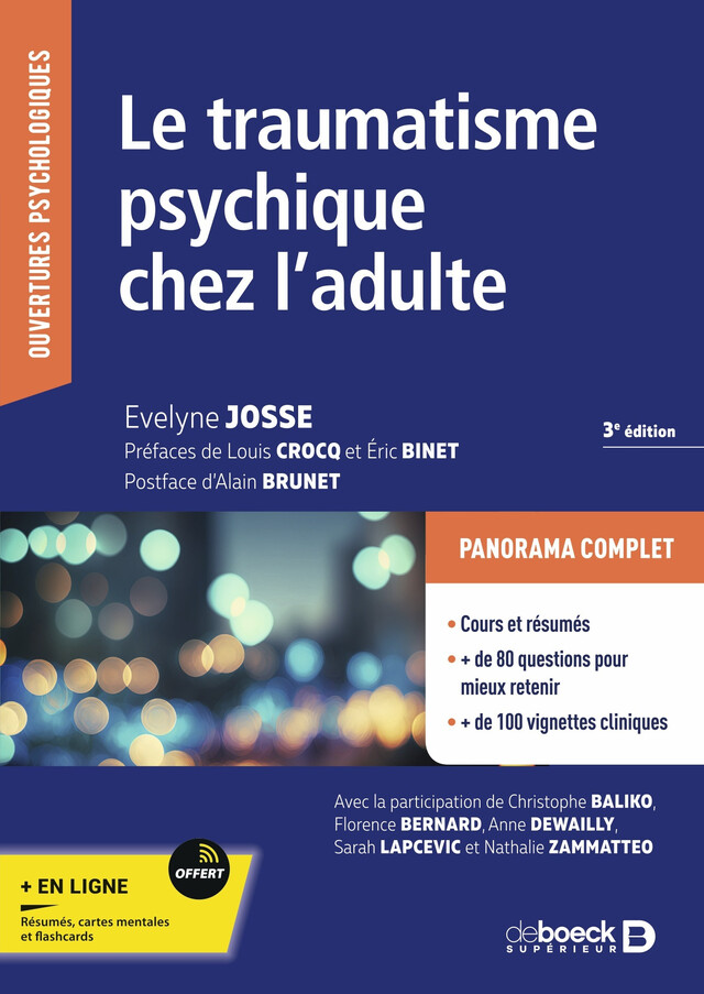 Le traumatisme psychique chez l'adulte - Evelyne Josse, Éric Binet - De Boeck Supérieur