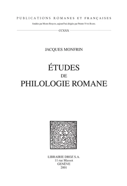 Etudes de Philologie Romane