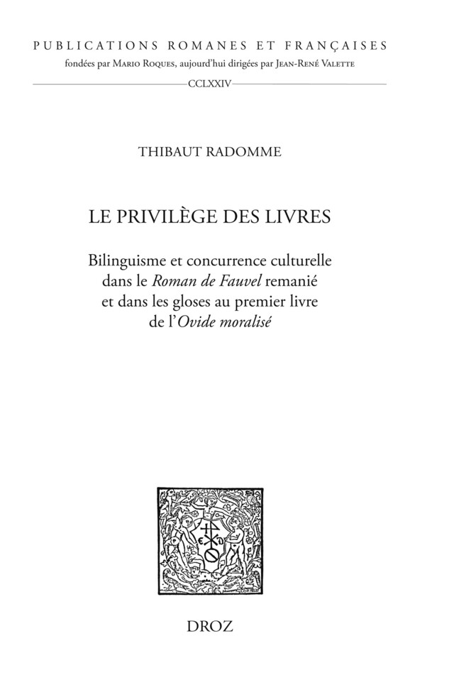 Le Privilège des livres - Thibaut Radomme - Librairie Droz