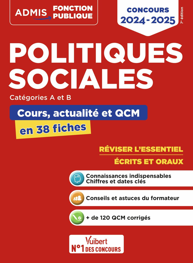 Politiques sociales - Cours, actualité et QCM - Concours de catégories A et B - L'essentiel en 38 fiches - Christelle Jamot-Robert, Rémi Pérès - Vuibert