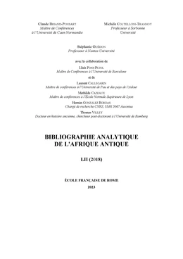 Bibliographie analytique de l’Afrique antique LII (2018)