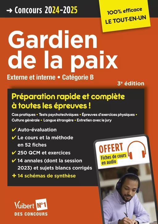 Concours Gardien de la paix - Catégorie B - Préparation rapide et complète à toutes les épreuves - Tout le cours en audio - Louise Eisenstein, François Lavedan, Cathy Lognone, Olivier Sorel - Vuibert