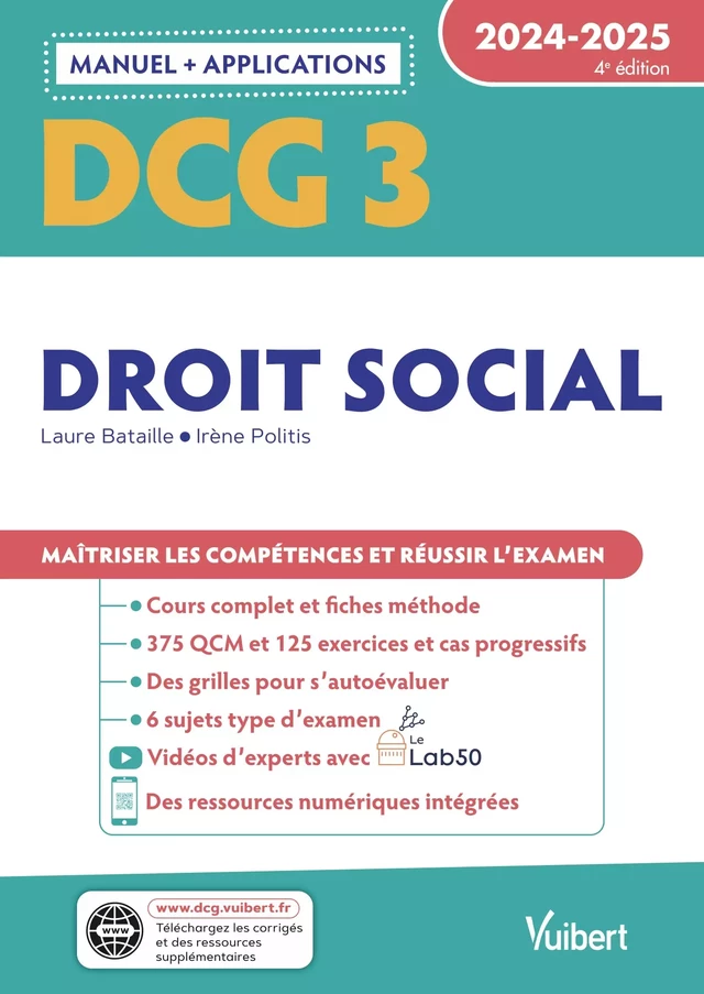 DCG 3 - Droit social : Manuel et Applications 2024-2025 - Laure Bataille, Irène Politis - Vuibert