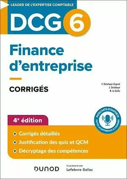 DCG 6 - Finance d'entreprise - Corrigés - 4e éd.