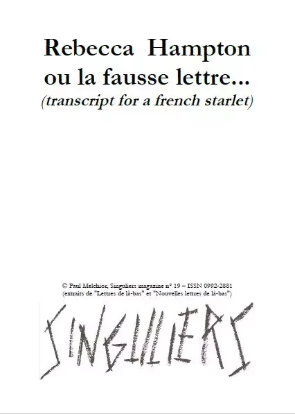 Rebecca Hampton ou la fausse lettre - Paul Melchior - Pascal Maurice éditeur