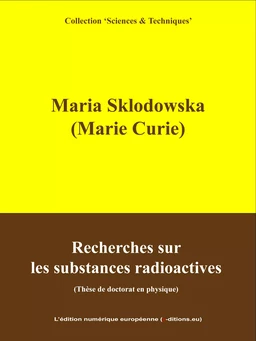 Recherches sur les substances radioactives