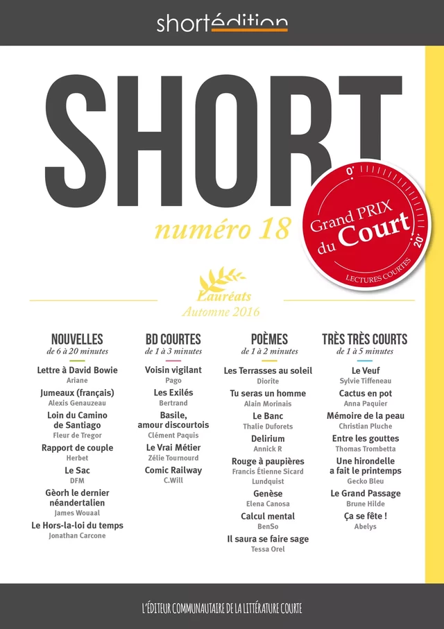 SHORT 18 - Auteurs Collectif - shortEdition