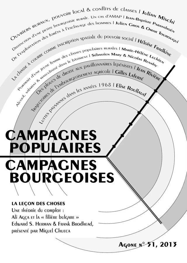 Campagnes populaires, campagnes bourgeoises - Élise Roullaud, Julien Gros, Omar Tourougui, Sébastien Mary, Nicolas Renahy, Gilles Laferté, Jean-Baptiste Paranthoën, Marie-Hélène Lechien, Héloïse Fradkine, Miguel Chueca, Jean Rivière, Edward S. Herman, Frank Brodhead - Agone