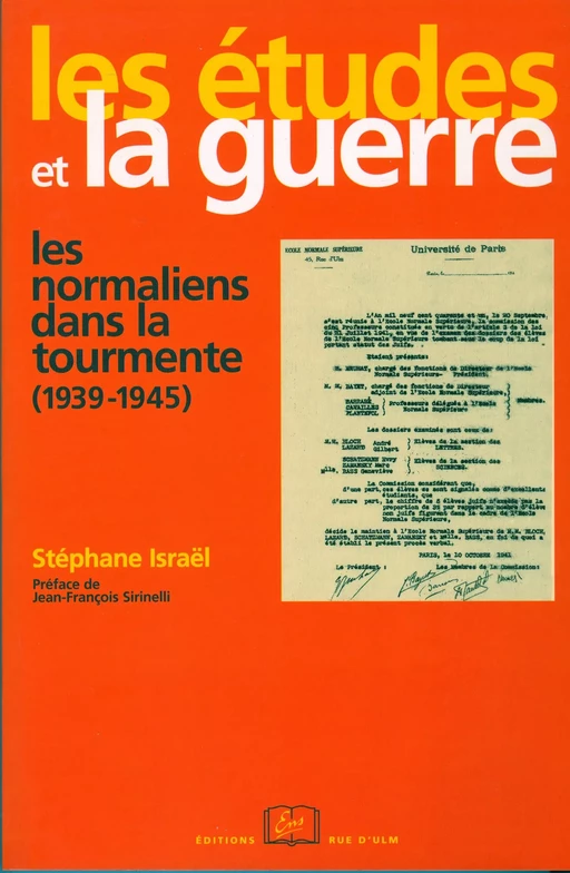 Les Études et la guerre - Stéphane Israël - Éditions Rue d’Ulm via OpenEdition