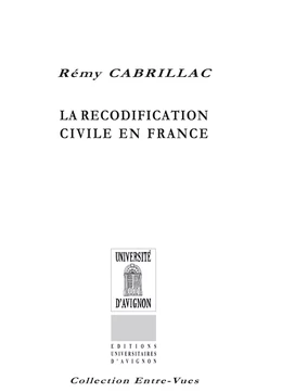 La Recodification civile en France