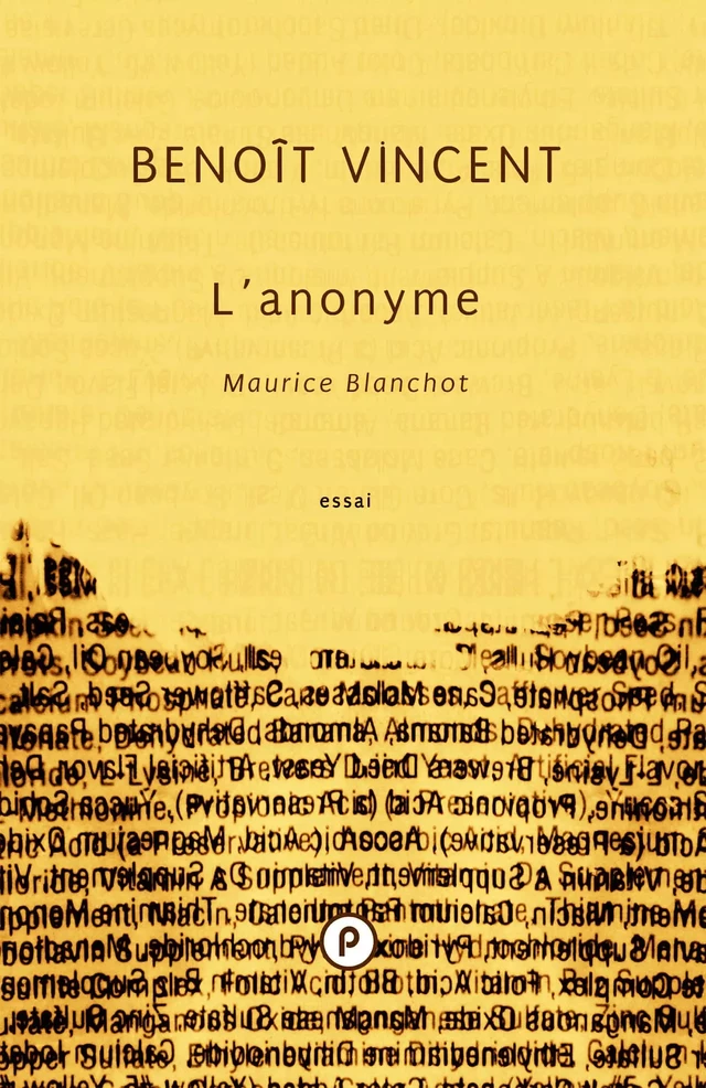 L'anonyme. Maurice Blanchot - Benoît Vincent - publie.net