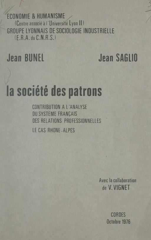 La société des patrons - Jean Bunel, Jean Saglio - FeniXX réédition numérique