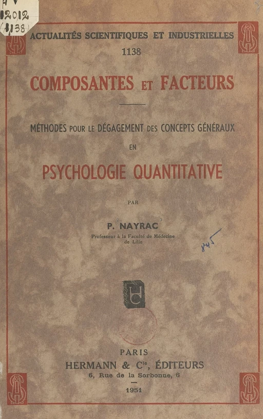 Composantes et facteurs - Paul Nayrac - FeniXX réédition numérique