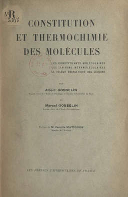 Constitution et thermochimie de molécules