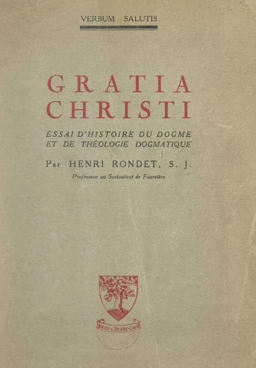 Gratia Christi - Henri Rondet - FeniXX réédition numérique