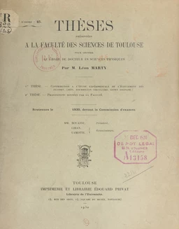 Contribution à l'étude expérimentale de l'écoulement des fluides (jets, tourbillon, circulaire, effet soupape)