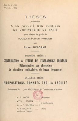 Contribution à l'étude de l'infrarouge lointain (détermination par absorption de vibrations moléculaires de basse fréquence)