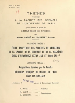 Étude analytique des spectres de vibration de la calcite, de la dolomite, et de la magnésite dans l'infrarouge extra 250 et 6500 CM-1