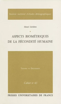 Aspects biométriques de la fécondité humaine