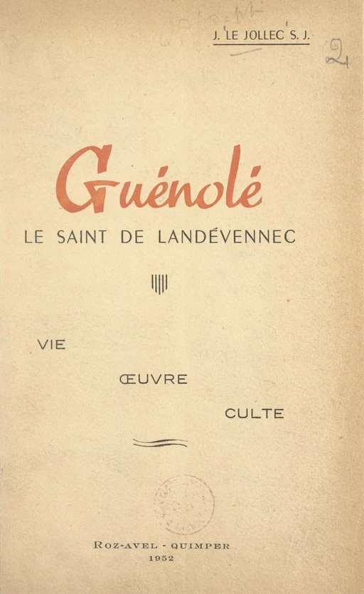 Guénolé, le saint de Landévennec - Joseph Le Jollec - FeniXX réédition numérique