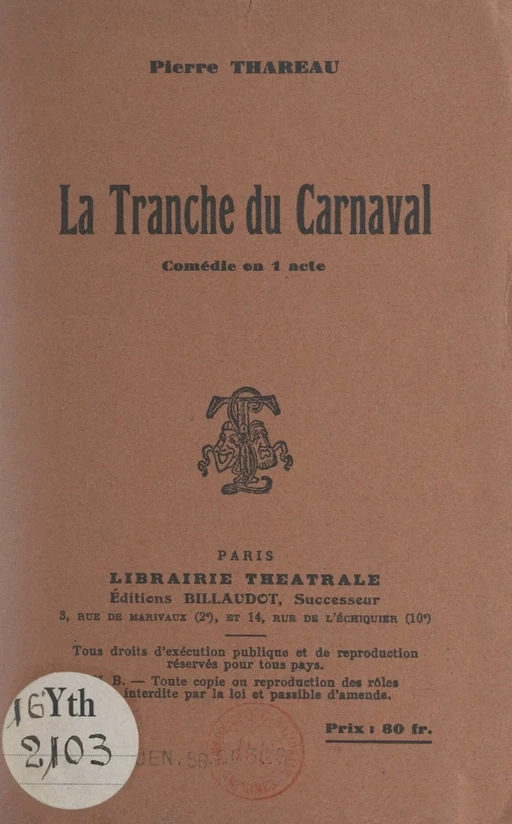 La tranche du carnaval - Pierre Thareau - FeniXX réédition numérique