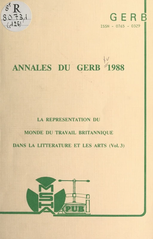 La représentation du monde du travail britannique dans la littérature et les arts (3) -  Groupe d'études et de recherches britanniques (GERB) - FeniXX réédition numérique