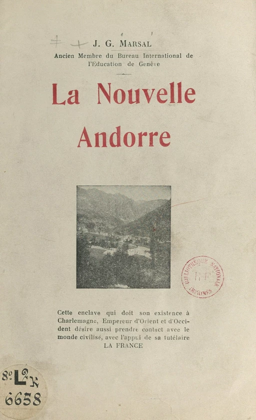 La nouvelle Andorre - J.-G. Marsal - FeniXX réédition numérique