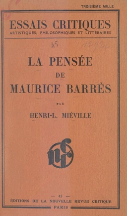 La pensée de Maurice Barrès