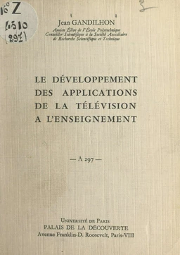 Le développement des applications de la télévision à l'enseignement