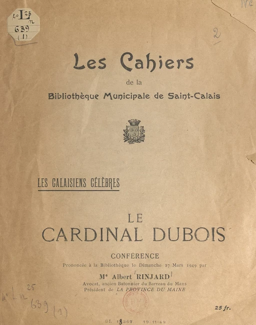 Le cardinal Dubois - Albert Rinjard - FeniXX réédition numérique