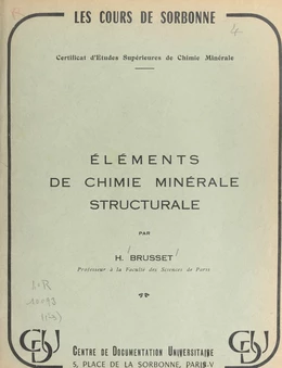 Éléments de chimie minérale structurale