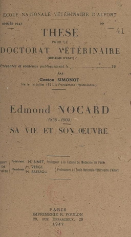 Edmond Nocard, 1850-1903