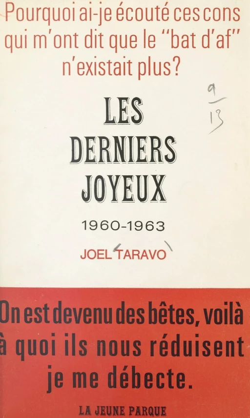 Les derniers joyeux - Joël Taravo - FeniXX réédition numérique