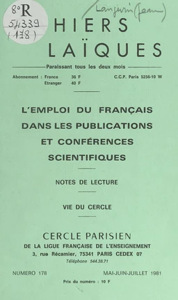 L'emploi du français dans les publications et conférences scientifiques