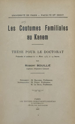 Les coutumes familiales au Kanem