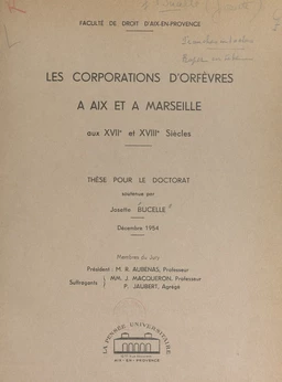 Les corporations d'orfèvres à Aix et à Marseille aux XVIIe et XVIIIe siècles