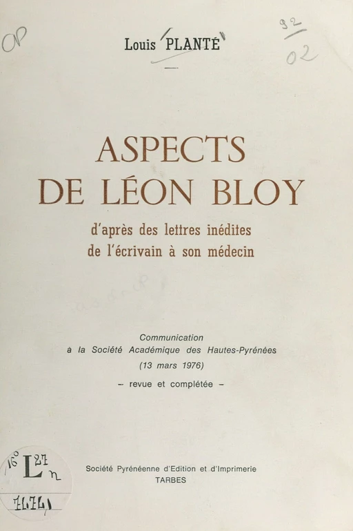 Aspects de Léon Bloy - Louis Planté - FeniXX réédition numérique