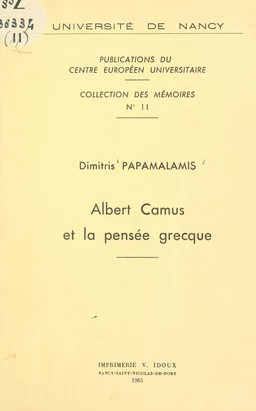 Albert Camus et la pensée grecque