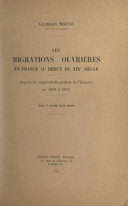 Les migrations ouvrières en France au début du XIXe siècle