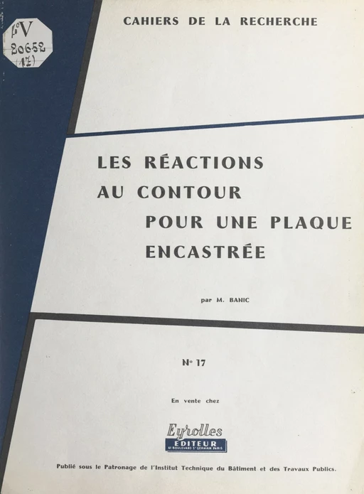 Les réactions au contour pour une plaque encastrée - Milan Banic - FeniXX réédition numérique