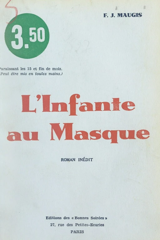 L'infante au masque - F. J. Maugis - FeniXX réédition numérique