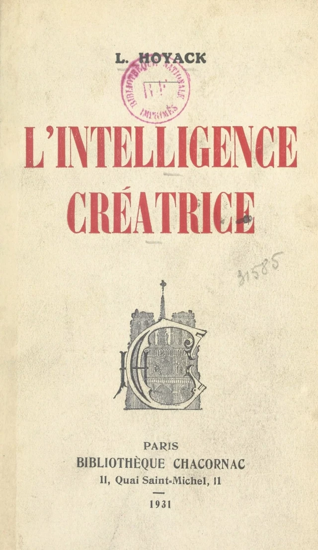 L'intelligence créatrice - L. Hoyack - FeniXX réédition numérique