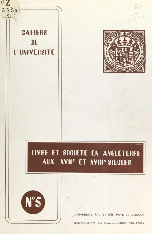 Livre et société en Angleterre aux XVIIe et XVIIIe siècles -  Groupe de recherche en sociologie de la littérature anglaise - FeniXX réédition numérique