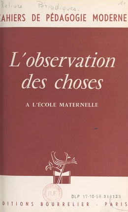 L'observation des choses à l'école maternelle